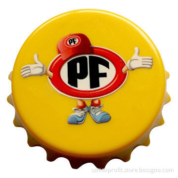 Plastic Cap Bottle Opener, PF Customized with Yellow Color and 16mm Thickness